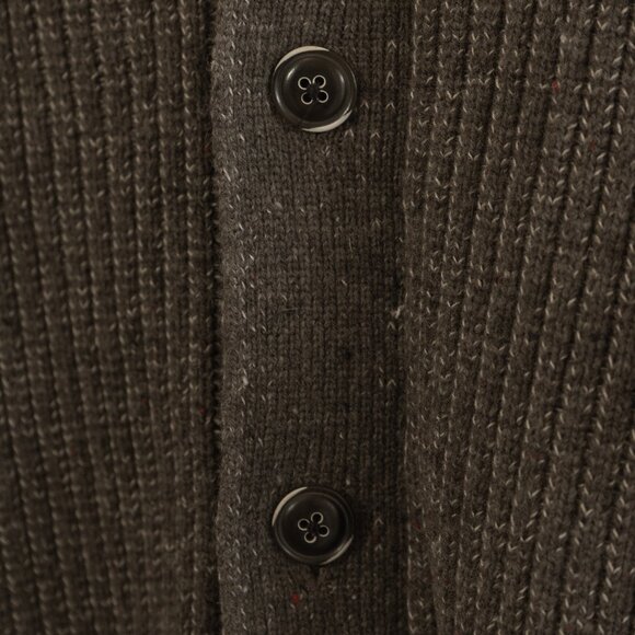 Joseph Abboud Brown Wool Sweater Cardigan Mock Neck Elbow Patch Long Sleeve Coat - Picture 7 of 12